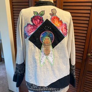 Coldwater Creek De La Luna Designs Appliqué Art Jacket NWT Medium Boho Statement